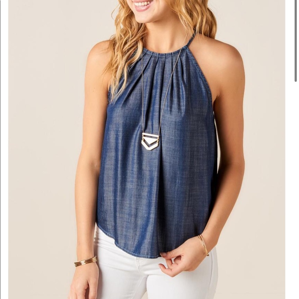NEW Francesca’s willow high neck chambray tank